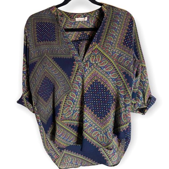 Lush (S) Paisley Printed Chiffon Blouse - Picture 1 of 4